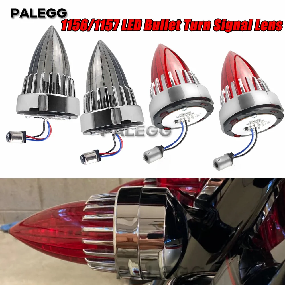 

3 1/4' 1156/1157 LED Bullet Turn Signal Lens Bezel Kit Motorcycle 3.25" Bullet Turn Signal Lens Cover For Harley Touring Models