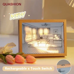Rechargeable Led Light Painting Touch switch Wall Artwork Table Lamp Gift Wireless Indoor Sunlight Window Photo Night Lighting