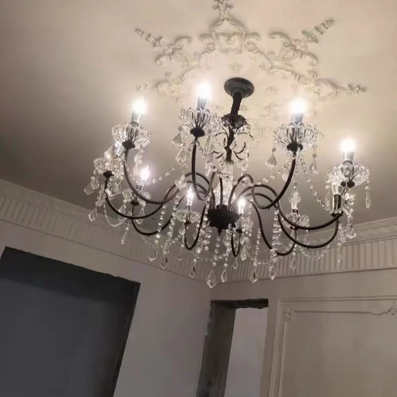 Lustre European Crystal E14 Chandelier French Gold Candle Pendant Lights Home Art Decor Lighting Led Luminarias Lamparas