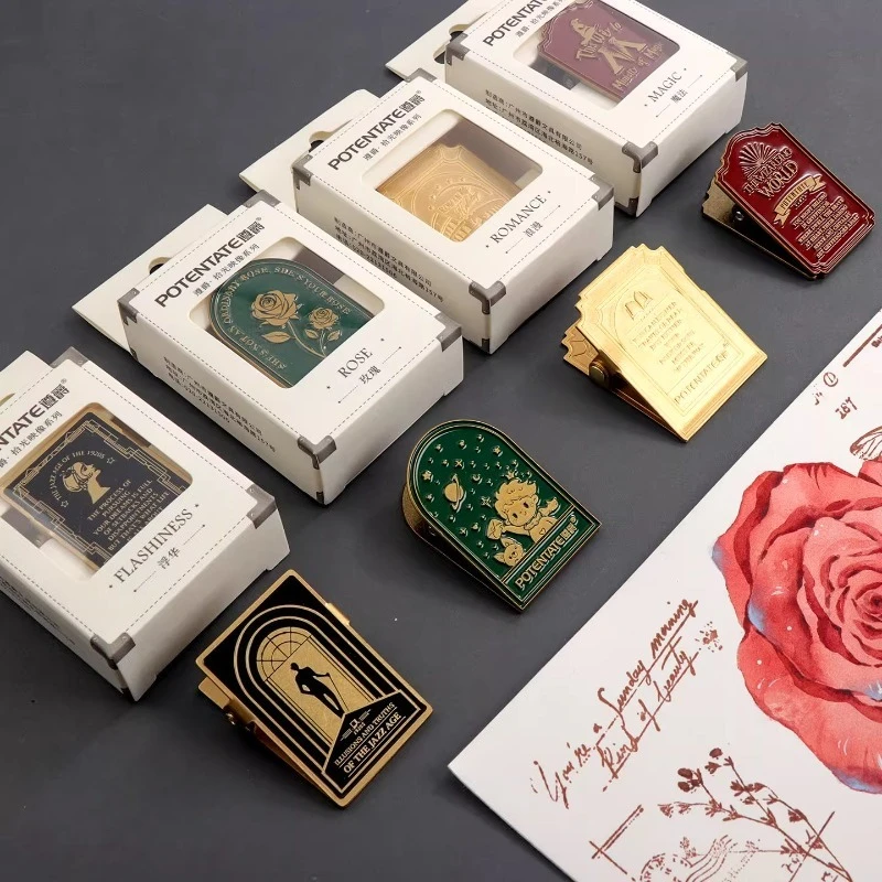 

POTENTATE Vintage Cute Brass Clip Hand Account Clips Metal Ticket Clip Travel Book Watercolor Book Clamp Painting Art Supplies