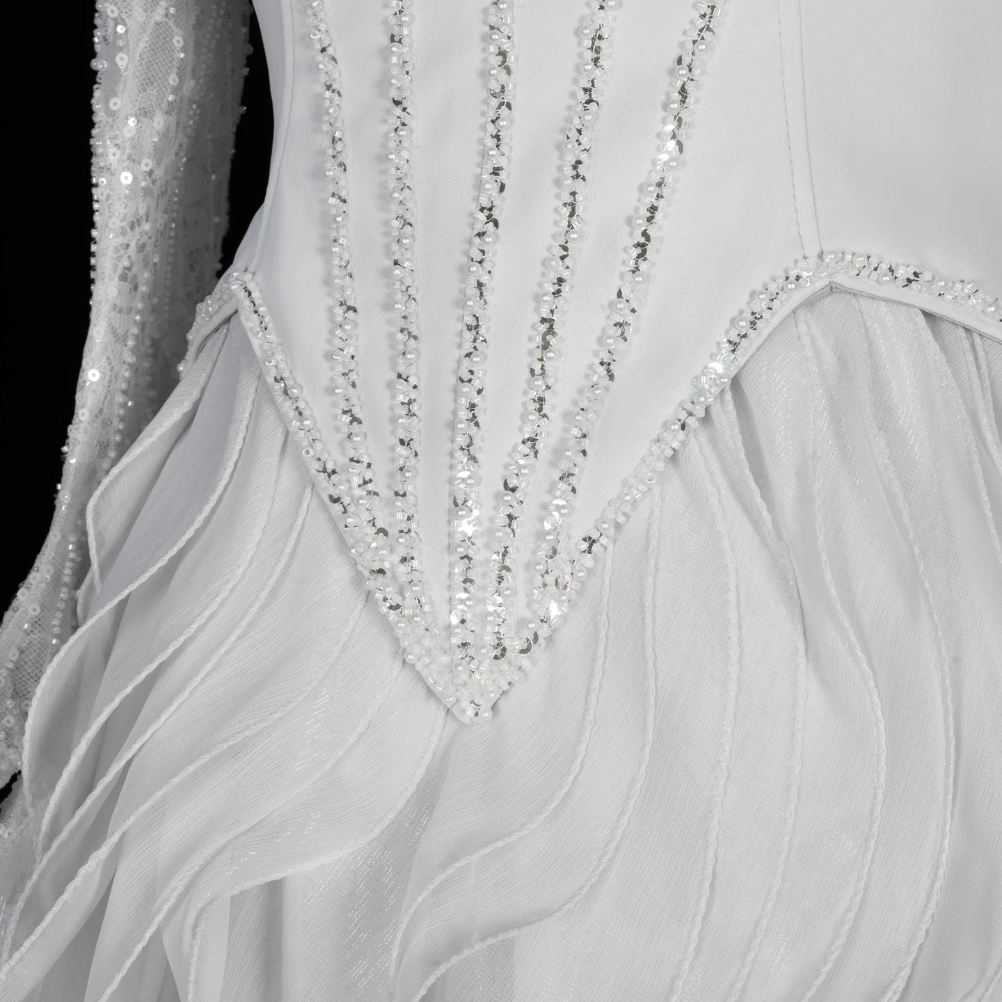 Sharon Said Luxuriöses graues Abendkleid mit Spaghettiträgern, Korsett-Oberteil, gerüschtem Chiffon, für formelle Anlässe, Partykleider SS672, maßgeschneidert – Detail 12