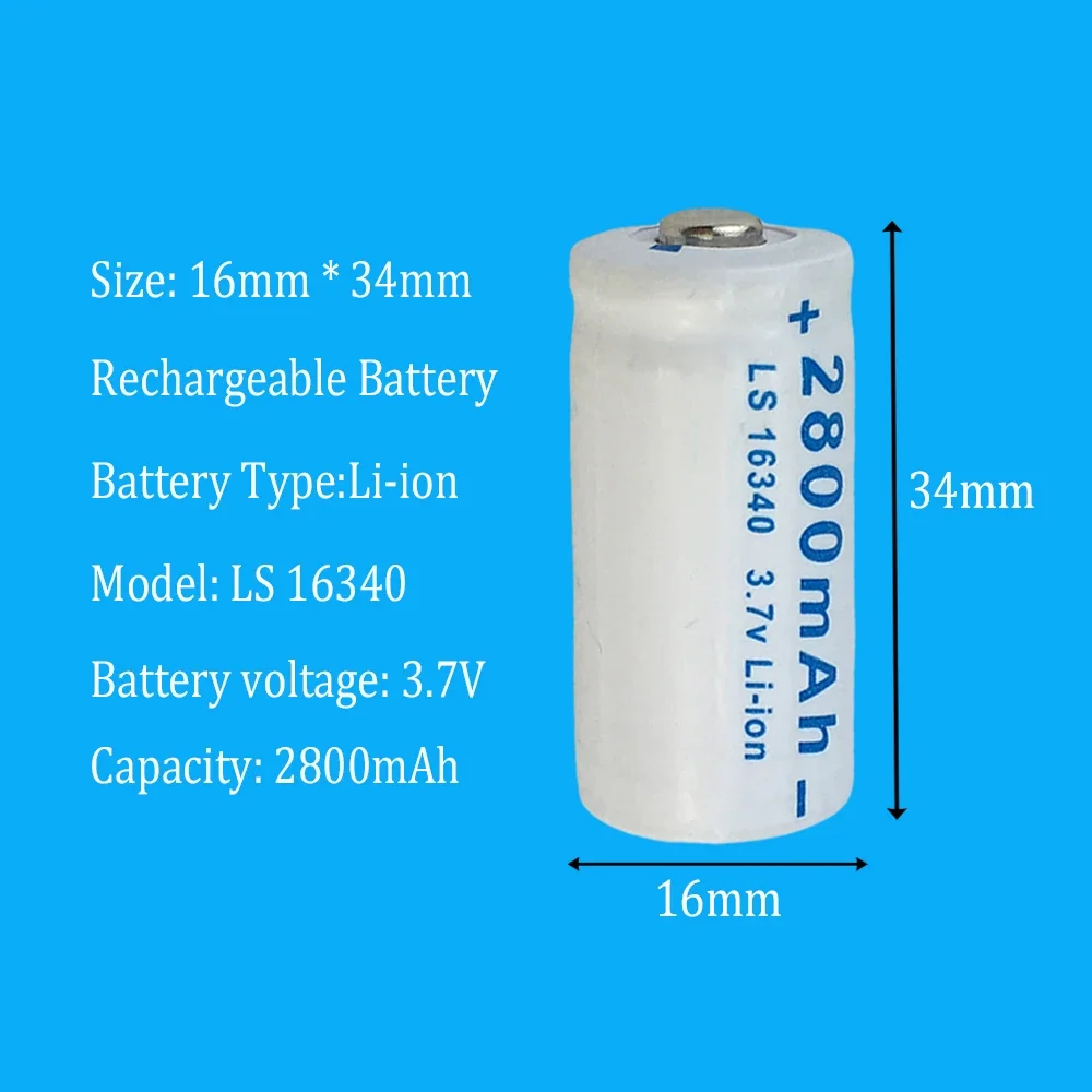 16340 RCR 123 ICR Battery 2800mAh 3.7V Li-ion Rechargeable Battery For Arlo Security Camera+charger