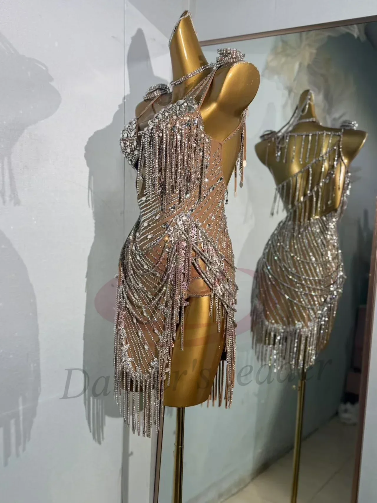 فستان رقص لاتيني، فستان مجوف بلون صحراوي مخصص عالي الجودة، ملابس احترافية لمرحلة التانغو للسيدات البالغات والأطفال #2