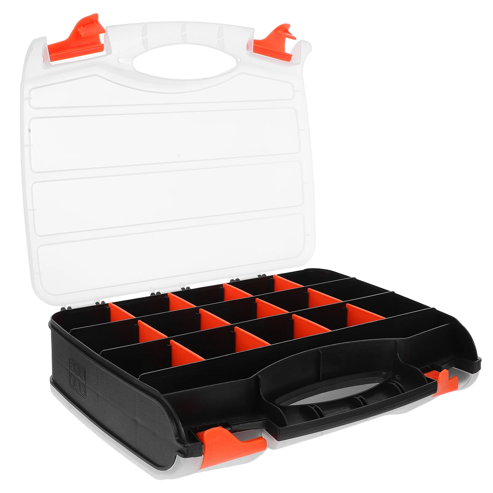 

Double Sided Parts Storage Box Organizer Tools Plastic Component Portable Screw Box Handle Lightweight Durable Transparent Lid