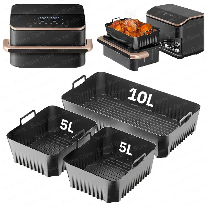 

Silicone Insert Baking Mould Hot Air Fryer Accessories for Cosori Dual Blaze Twinfry XXL 10L, BPA-Free, Reusable, Food Grade