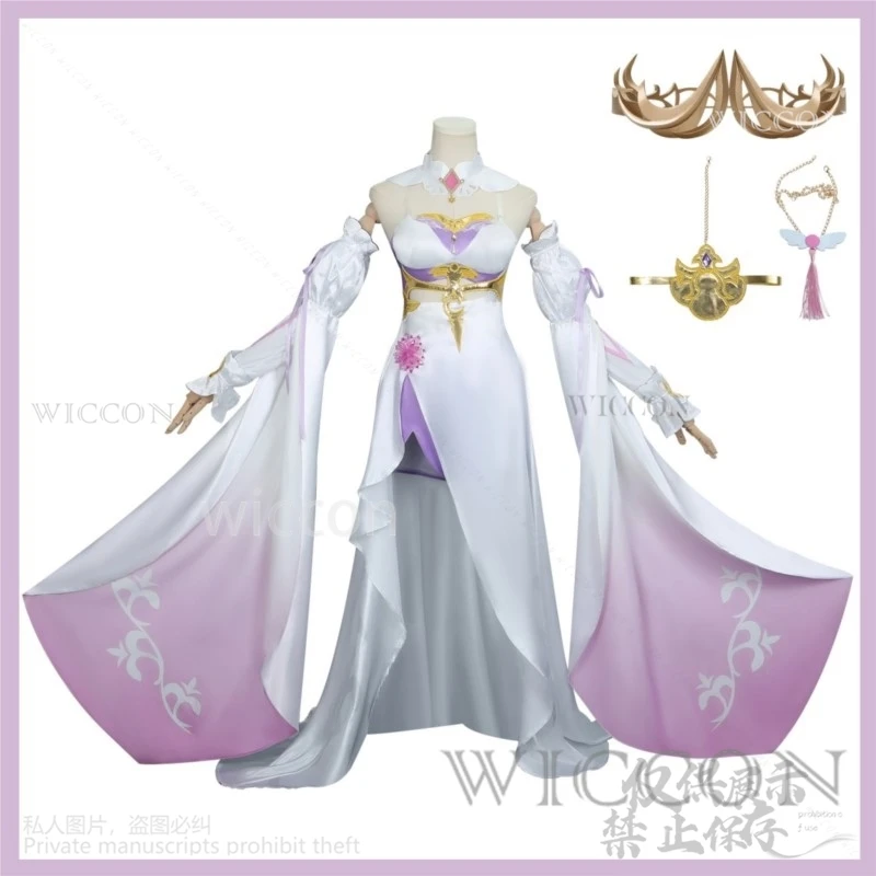 Anime Game Honkai Impact 3 Cosplay Elysia Costume Angel Returns Powder White Evening Dress Wig Woman Christmas Customized Suit