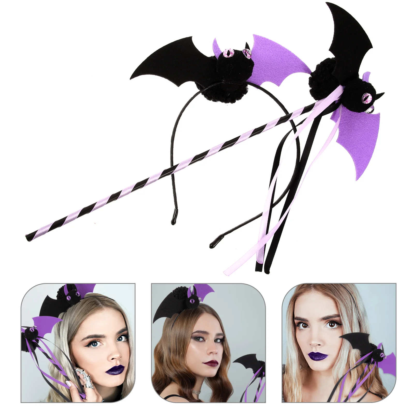 

1 Set Halloween Bat Hairband Wand Set, Cartoon Bat Theme Headband Decor, Party Supplies, Cosplay Costume Prop, Halloween Party