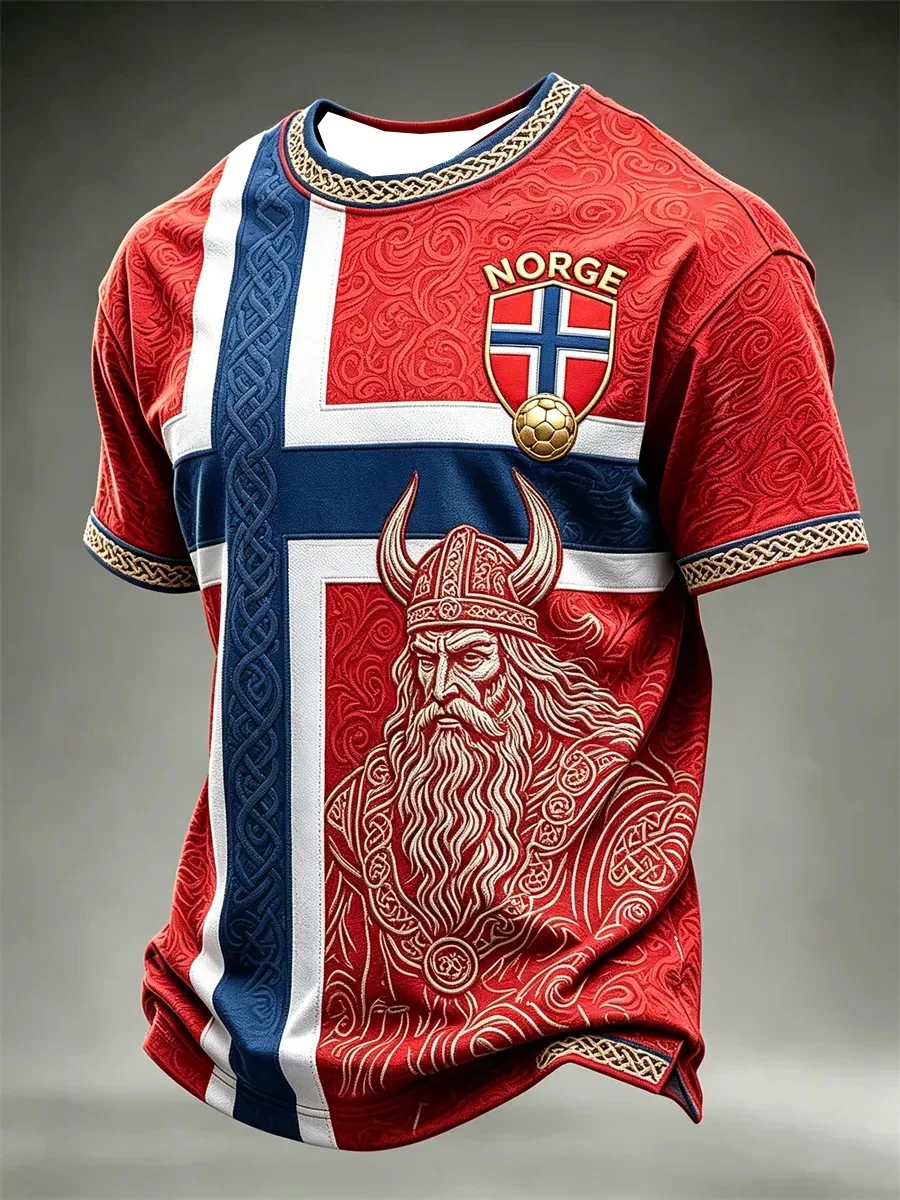 2026 Neues Kinder-T-Shirt, Norwegisches Fußballtrikot mit 3D-Druck, Schnelltrocknender Stoff, Geeignet für Alltag und Training – Detail 5