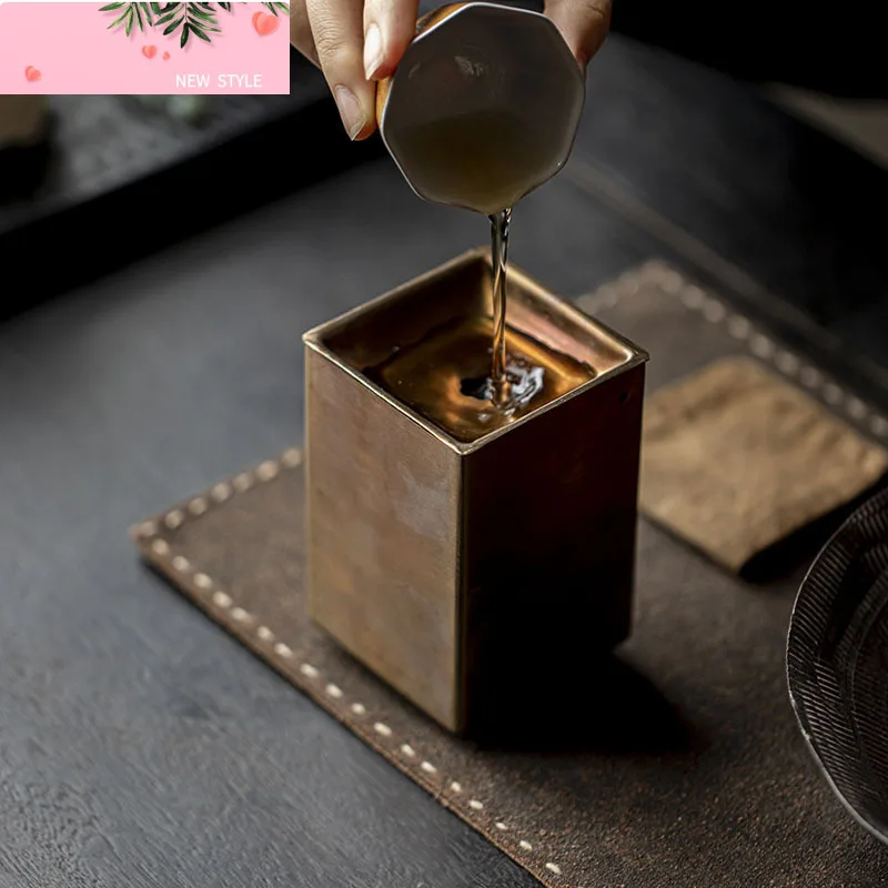 

350 мл мини 304 нержавеющая сталь латунь Jianshui маленькая раковина для мытья чая бочка для остатков чая Chaxi аксессуары для чайной церемонии ремесло