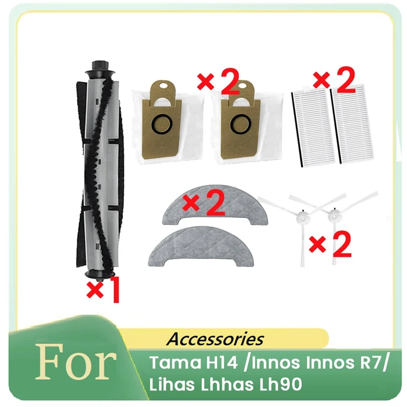 9 Pcs For Tama H14,/Innos Innos R7/ Lihas Lhhas Lh90 Sweeping Robot Accessories Main Side Brush Mop Filter Set