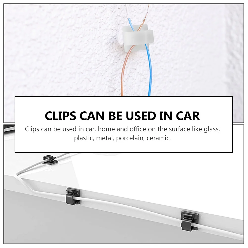 

60Pcs Wire Cord Clips Self-Adhesive Cable Organizer Strong Hold on Clean Surfaces for Home Office Decoration Clips Management