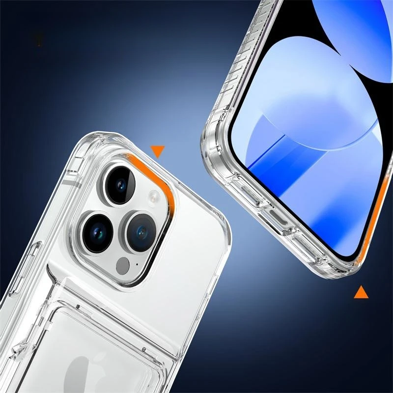 Card Holder Phone case For iPhone 15 14 16 13 12 11 Pro Max Transparent Stand Cover Cases for iPhone15 15pro Max image 2