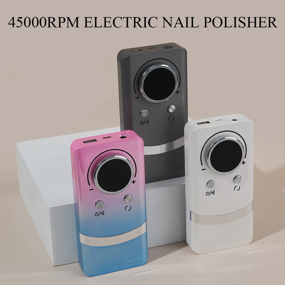 45000RPM Rechargeable Nail Drill Manicure Machine Low Voice Professional Nail Gel Polishing Remover Drill Set with LCD Screen V8