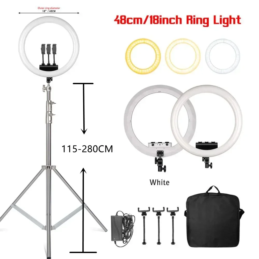 SH 45cm 18 inch Ringlamp USB Oplaadbaar Selfie LED Lamp met Statief Dimbaar Fotografie Licht voor Foto Fotografie Studio