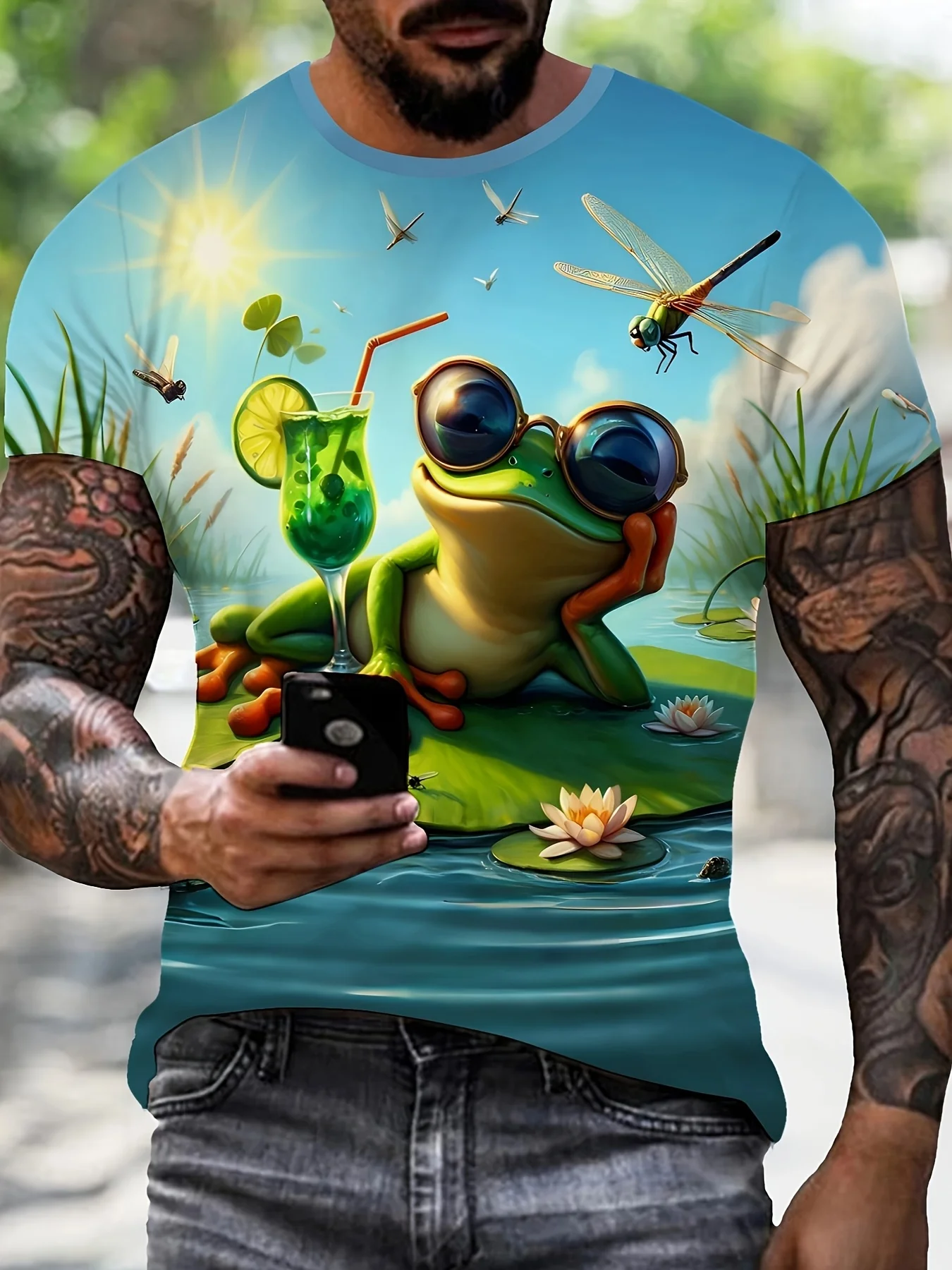 

Футболка больших размеров с 3d принтом лягушки, мужская одежда, футболка с рисунком животных лягушек, топы с круглым вырезом, повседневная футболка с короткими рукавами для мальчиков