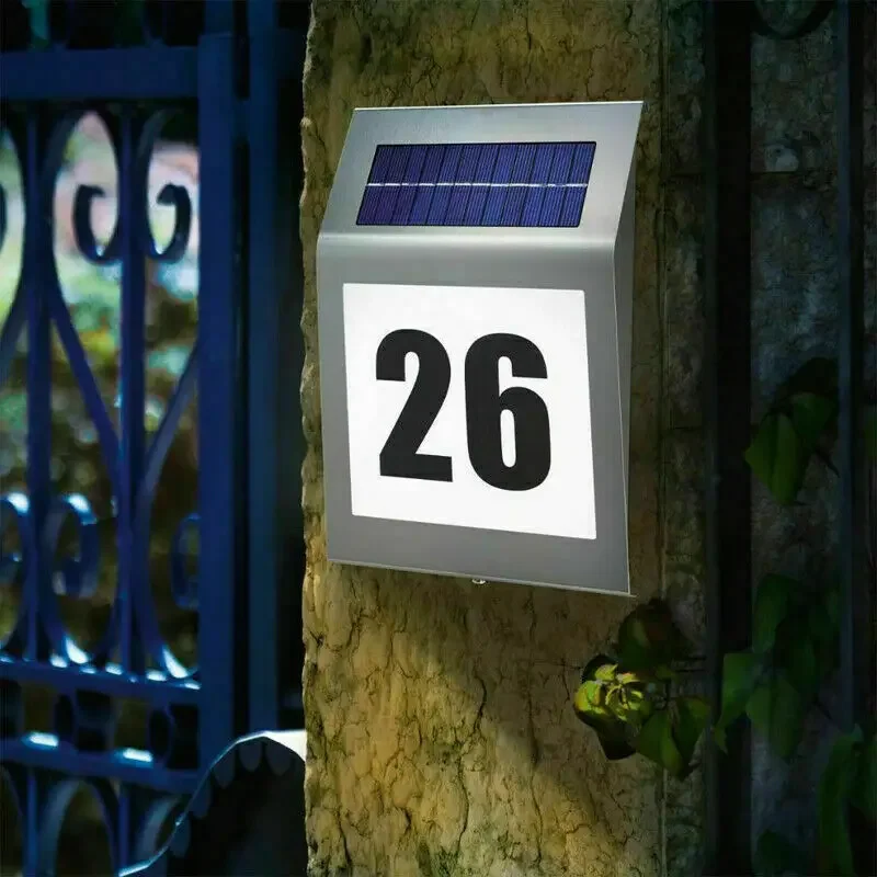 Solar House Number Plaque Light Met 200lm Bewegingssensor Tekennummers Voor Huis Tuin Deur Zonne-Verlichting Verlichting Verlichting Adres