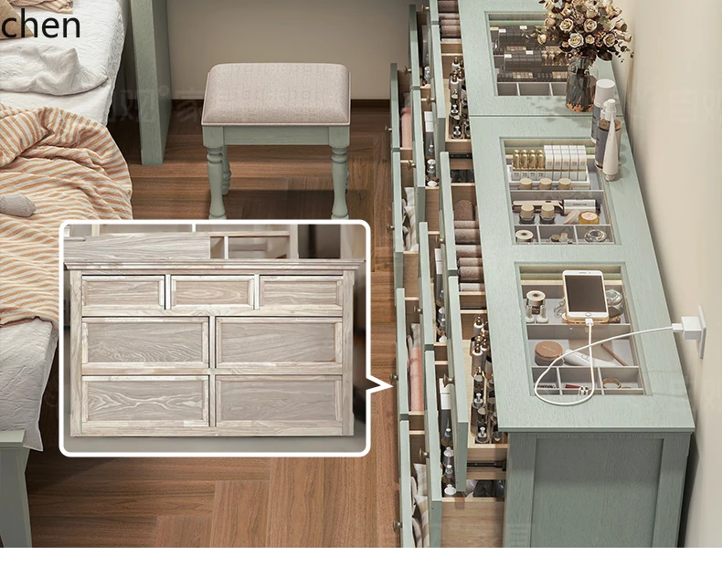 ZML self-viewing original dresser storage cabinet integrated jewelry cabinet with lamp manicure table retractable