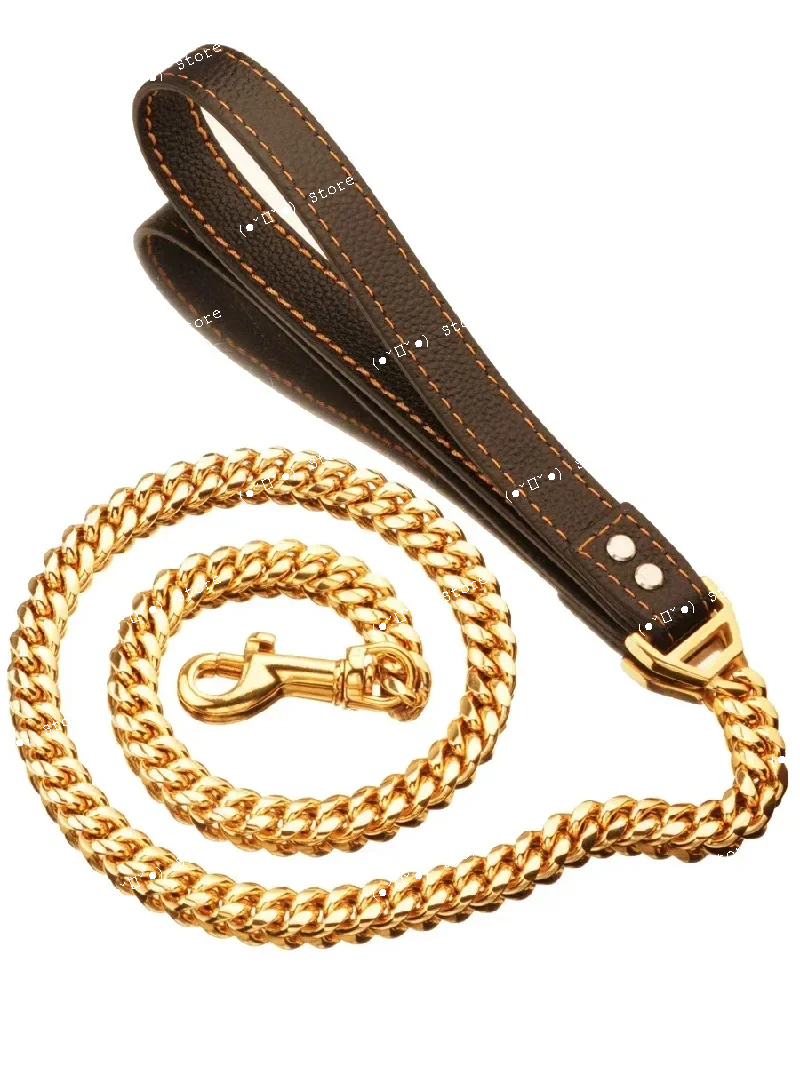 

Поводок для собак из нержавеющей стали шириной 14 мм, цепочка P-типа, для маленьких и крупных пород, маринуа, голден ретривер, доберман, аксессуары для собак