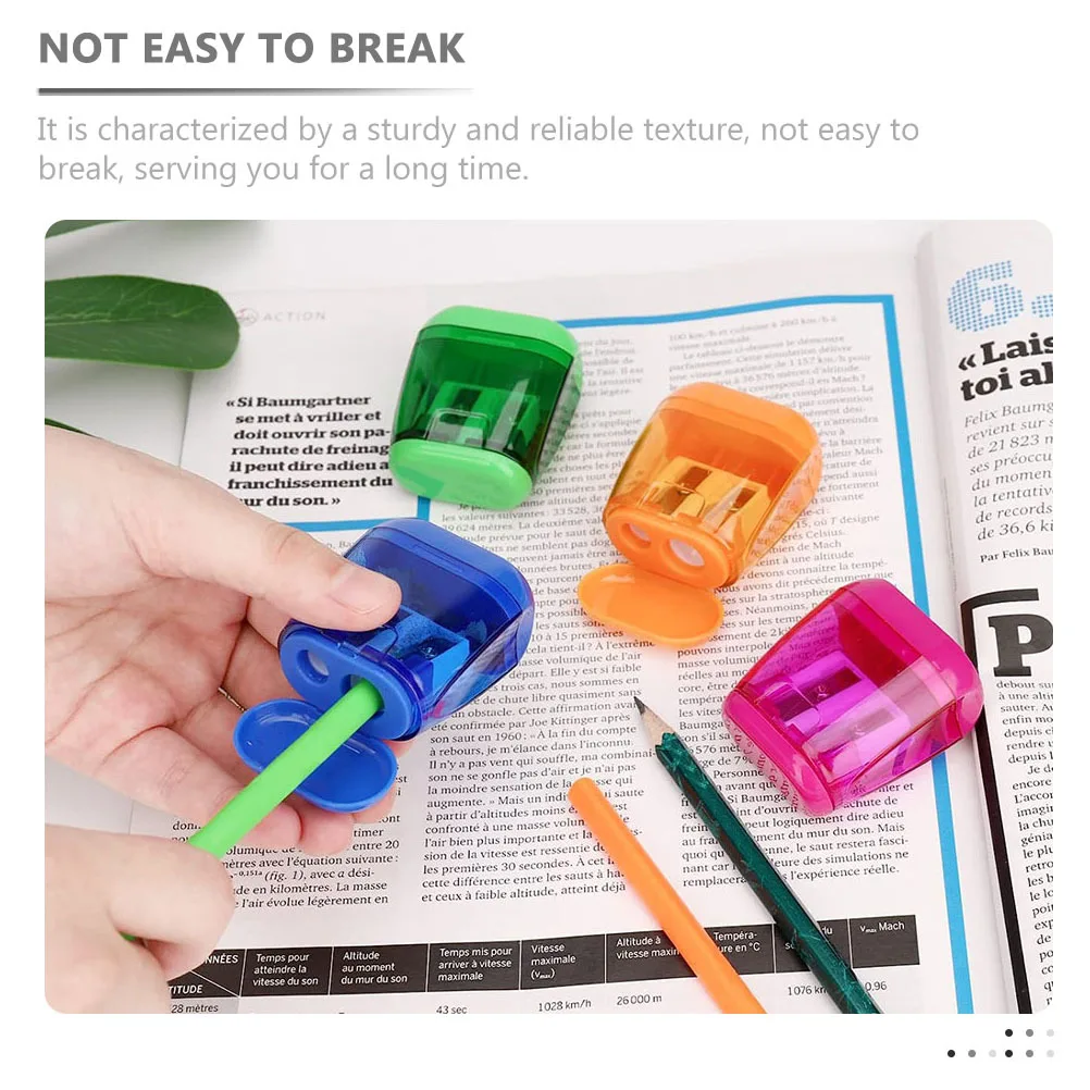 

4Pcs Manual Pencil Sharpeners Colored Double Holes Plastic Sharpeners for Students Kids Portable Bright Color Stationery