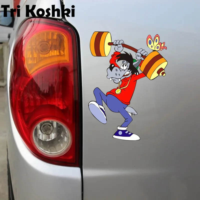 Tri Koshki KCS681 Sport Cartoon Wolf  Wait for It Car Sticker PVC Waterproof Decals Sticker on Car Wall Bumper