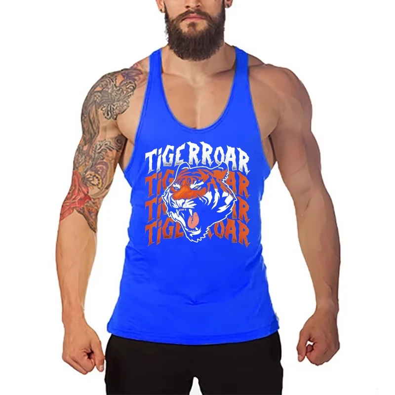 قميص كمال الأجسام القطني للرجال، قميص بدون أكمام للتدريب المنزلي على شكل حرف Y من الخلف لصالة الألعاب الرياضية والتدريب المنزلي #2