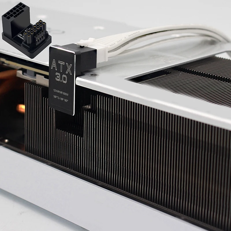 그래픽 카드 GPU 전원 공급 어댑터, 데스크탑 섀시 카드용, 180 도 U 턴 커넥터, 12 + 4P, 16P ~ 16P