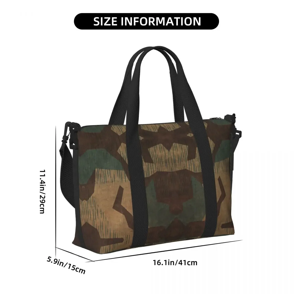 Custom Splintertarn German WW2 Camouflage Beach Tote Bag Extra  Gym Carry On Military Army Tactical Camo Travel Shopping Bags