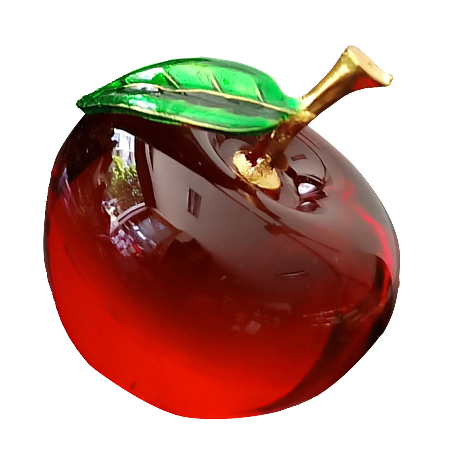 

Crystal Red Apple Sculpture Decorative Realistic Faux Fruit Home Desk Bedroom Car Interior Ornament Crystal Figurines