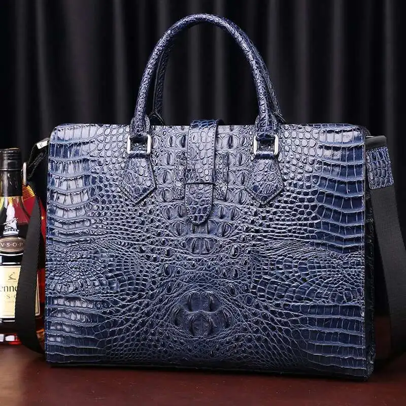 New Crocodile Patterned Briefcase Genuine Messenger Luxury Brand Men's Bags Business Computer Large Capacity Men's Trend Handbag