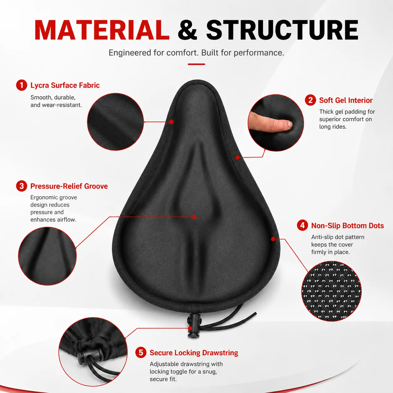 PINMOAP 1PC Bike Seat Cover Soft Gel Bicycle Saddle Cushion Waterproof Anti Slip Seat Pad For Mtb Road Cycling Exercise Bike image 3