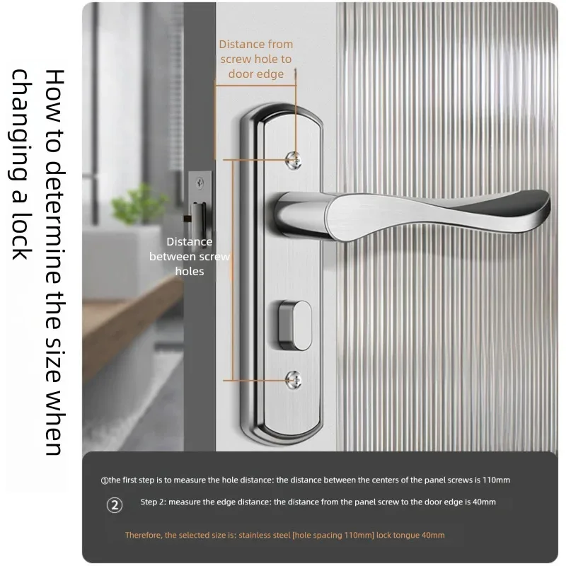 قفل باب الحمام من الفولاذ المقاوم للصدأ بدون مفتاح، مقبض قفل غرفة النوم، قفل باب الحمام، قفل باب الغرفة الداخلية، قفل الحمام