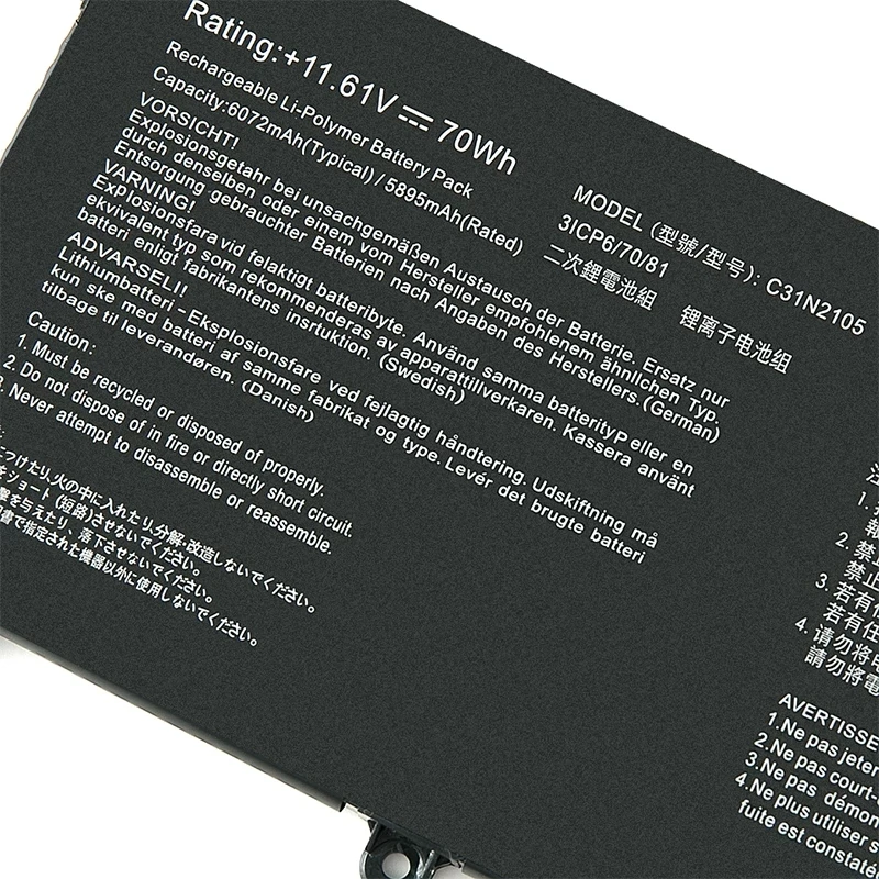 

Аккумулятор для ноутбука C31N2105 0B200-04140000 для Twin 15 K3502ZA12500 K3502ZA K3502 UX3404VC K3402ZA M3502QA M1403QA 11.61V/70WH
