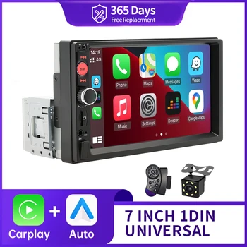 1 Din Universal Carplay Android Auto Car Radio Multimedia Player Stereo 1Din Autoradio MP5 DVD 7 Inch HD Touch Screenr USB TF