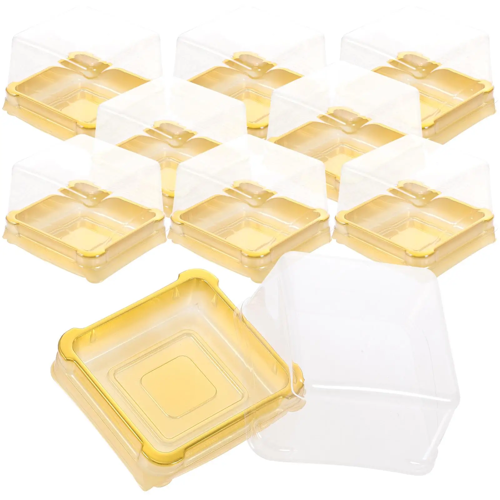 50pcs Square Cake Boxes Food Grade Plastic Dessert Containers Waterproof Sealing Ideal for Cakes Biscuits Bread