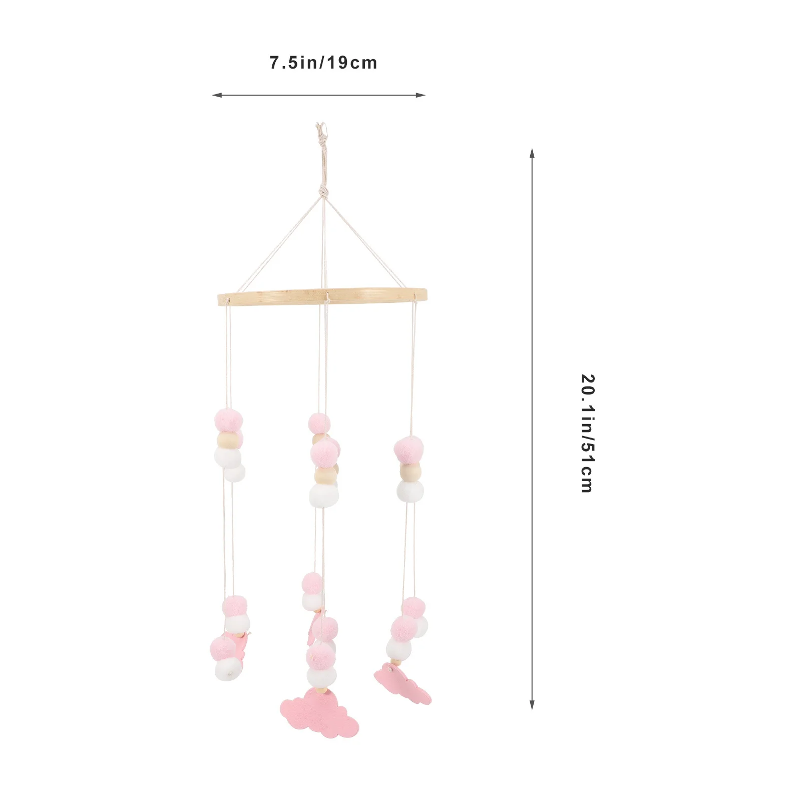 Houten kraal ster olifant babymobiel wieg hangende hanger kinderkamer decoratie wolk windgong blauw zilveren kerstballen