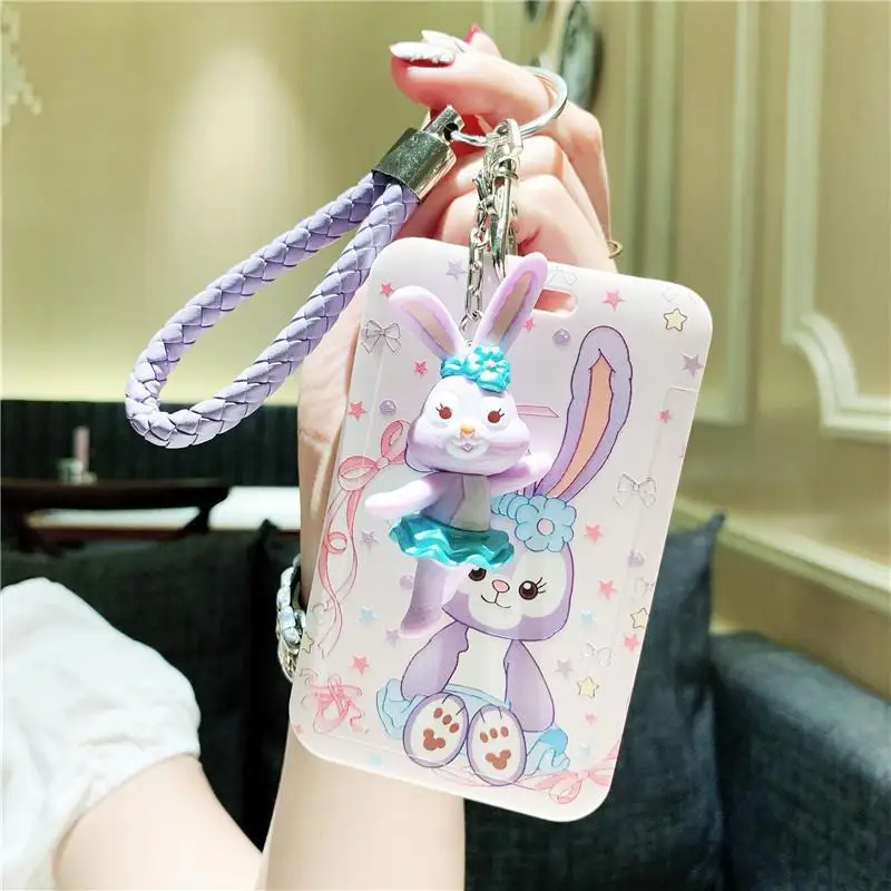 Disney StellaLou Card Holder with Lanyard for Students Kids Girls Cute Design School Bus Metro ID Badge Meal Pass Campus Use