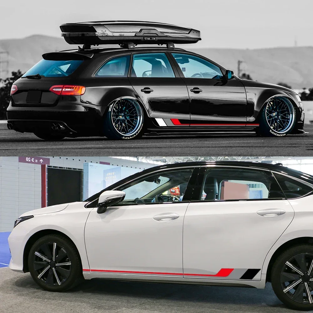 ملصقات باب السيارة الجانبية ملصق حائط من الفينيل الزخارف الخارجية اكسسوارات السيارات لأودي A4 B8 8K B9 B7 8W 8E B6 Avant TFSI Quattro Allroad