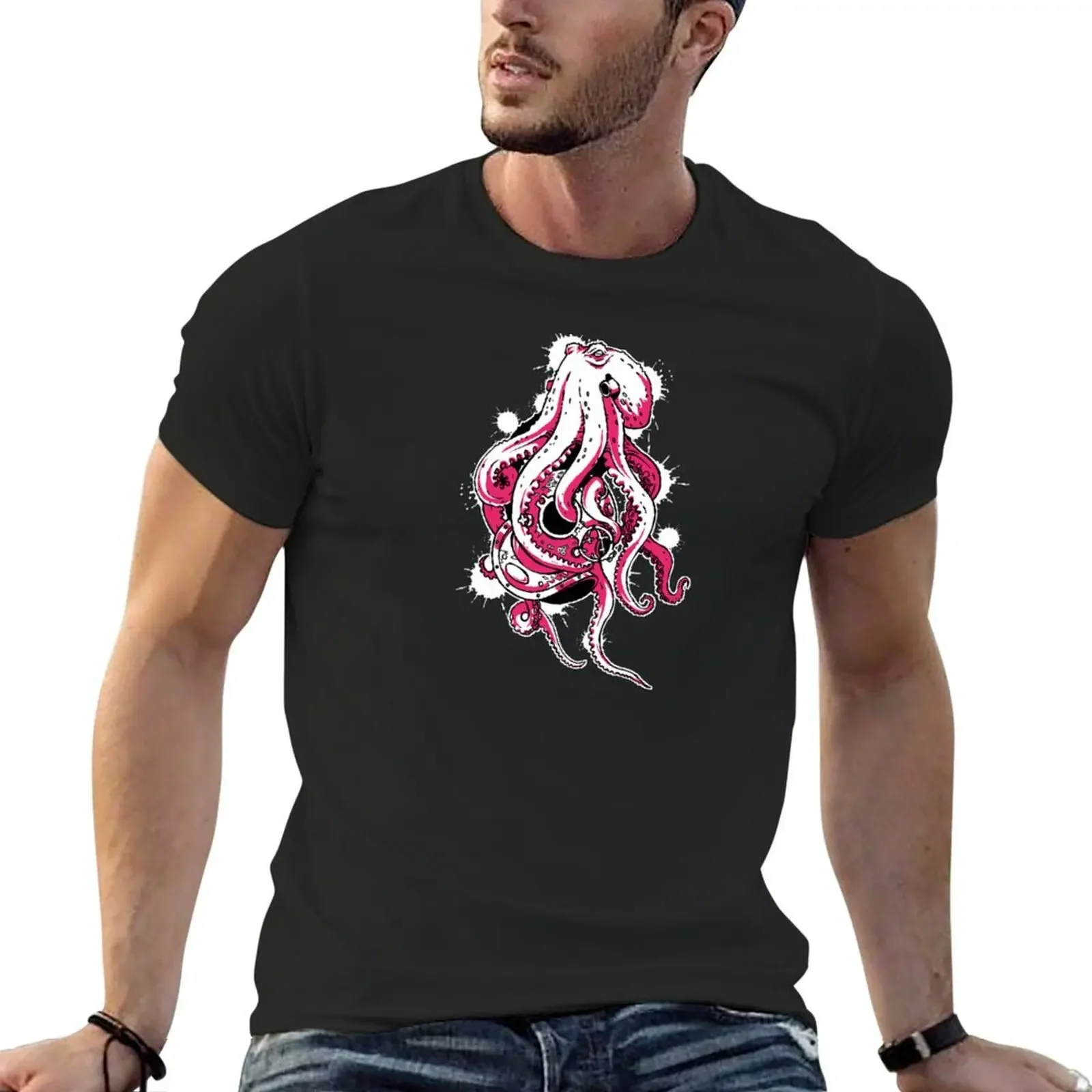 

Moving day Octopus (Pink) T-Shirt designer shirts quick drying plus sizes mens shirts graphic tee