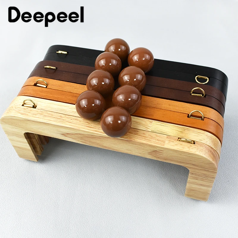 1/2 szt. Deepeel 20cm Rama do torebki Drewniana rączka Drewniane zapięcie do torebek Zatrzask Klamry do torebek Zamki do szycia DIY Akcesoria do szycia