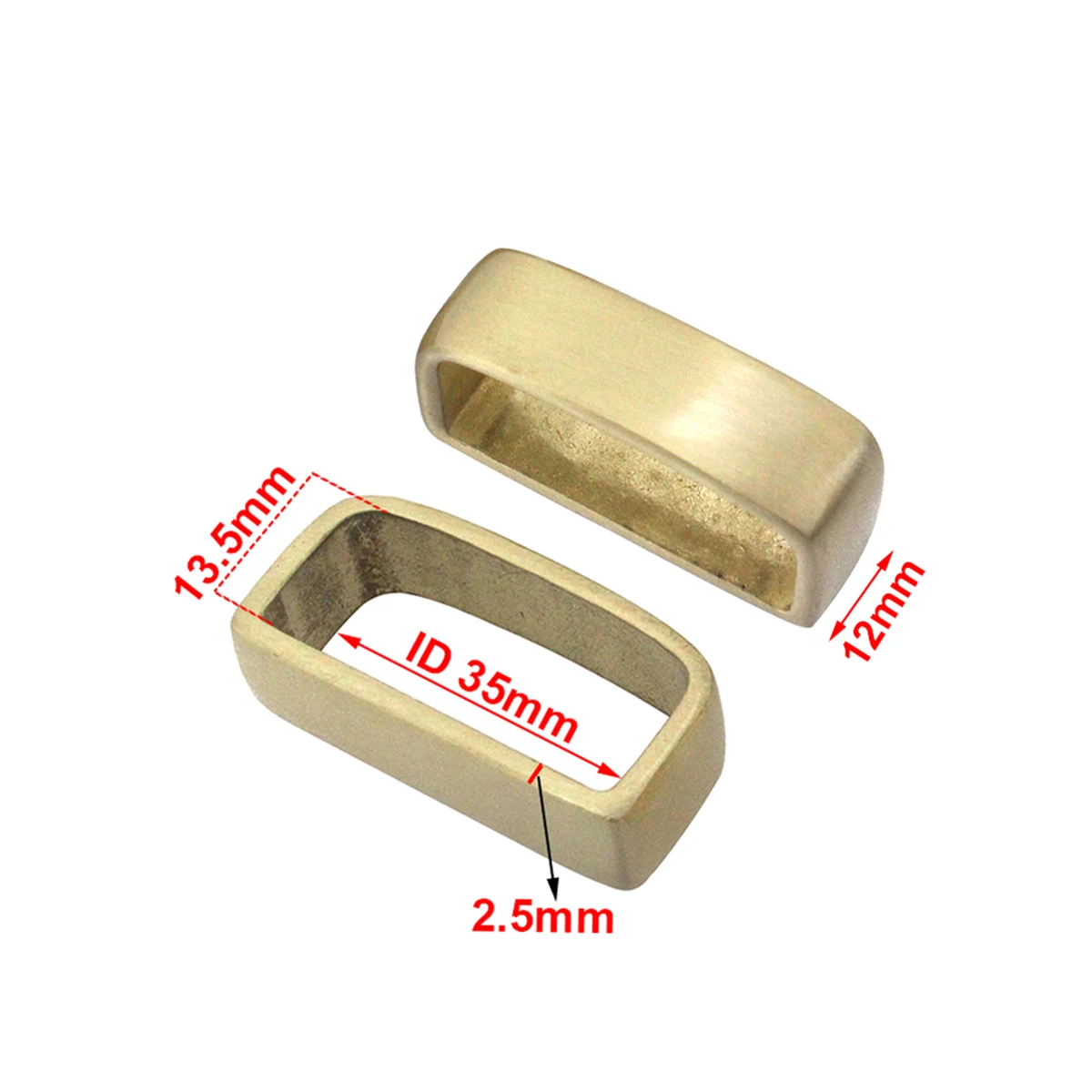 2pcs Brass Belt Keeper Dee Ring Belt Strap Loop Ring Buckle Parts for Leather Craft Bag Strap Belt 35mm 40mm