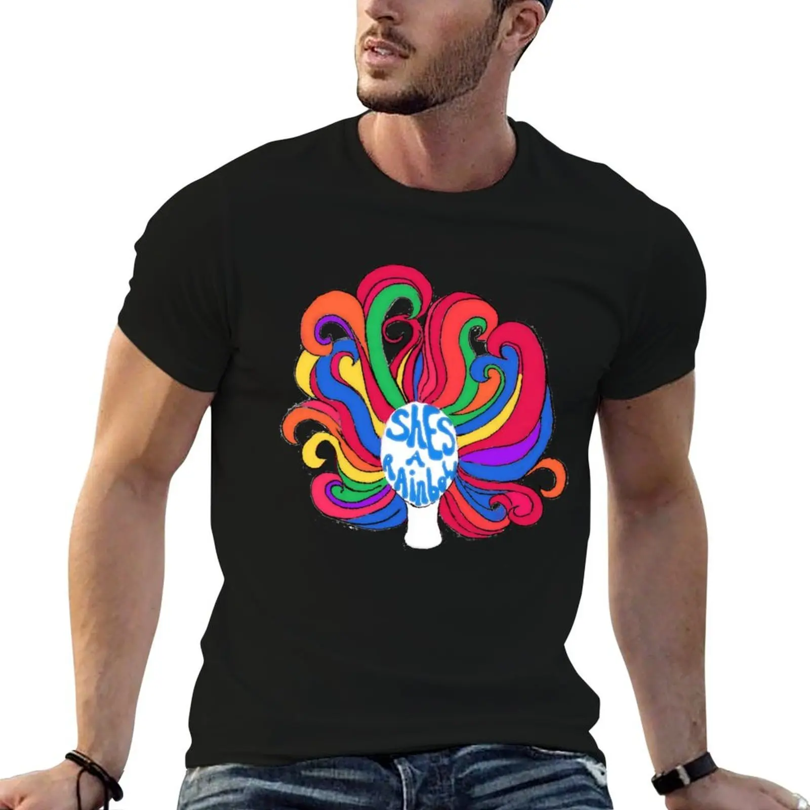 

She's a Rainbow T-Shirt man t shirts cotton anime tshirt T-Shirt