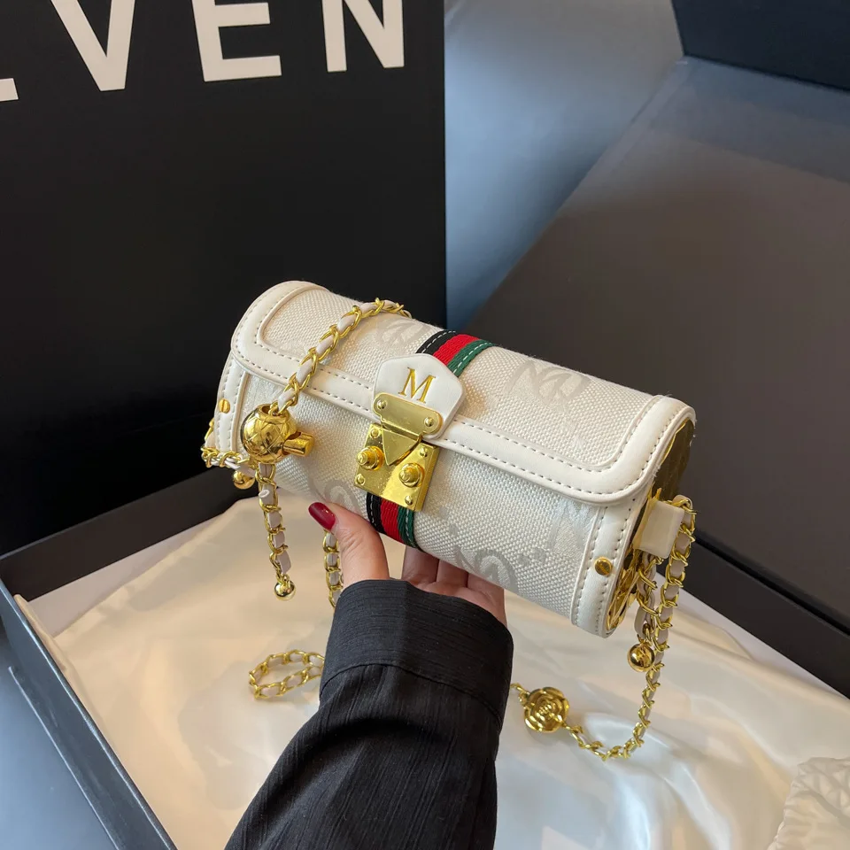 

Women Simple Printed Chain Crossbody Bags for Shoulder Vintage Old Flower Versatile Flap Small Square Fashion PU Leather Handbag