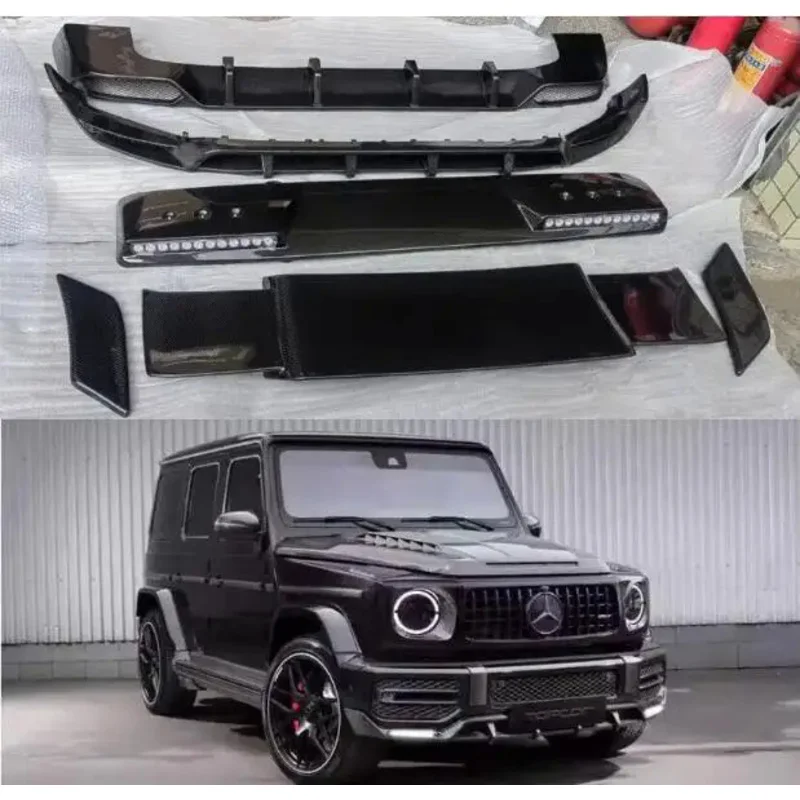 

For Benz W464 G-Class G63 2019-2024 Bumper Front Lip Hood Rear Trunk Diffuser Roof Spoiler Real Carbon Fiber Full Body kit