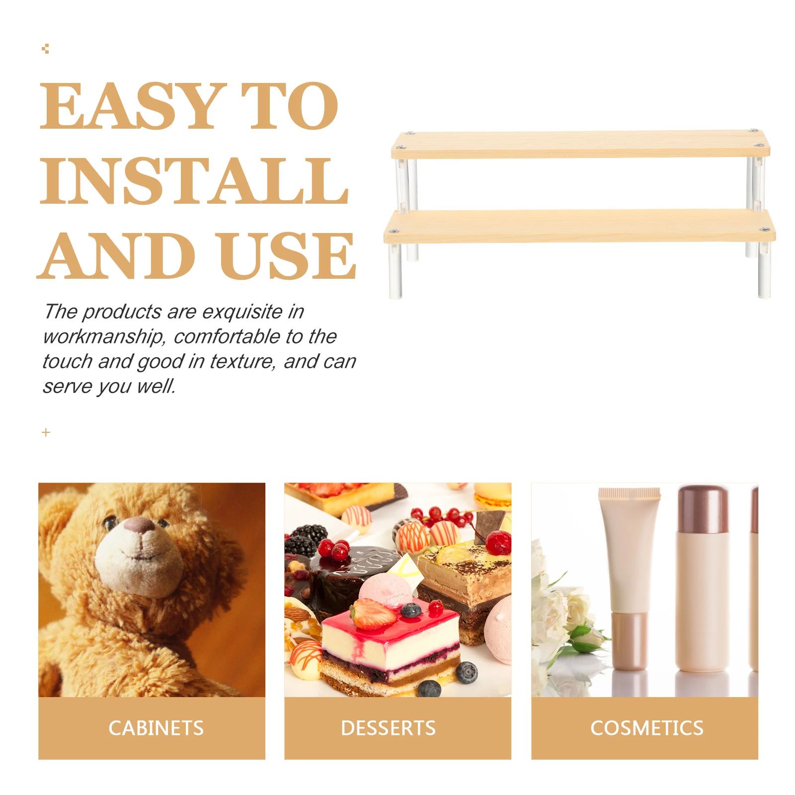 

3-Tier Display Stand Rack For Dessert Cosmetics Perfume Action Figure Ladder Shelf Organizer Multi-Layer Storage Rack Household