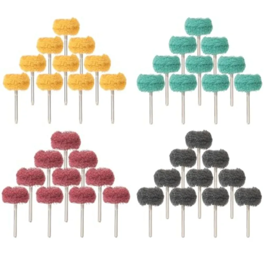 40 PCS Double-Layer Buffing Pads, Multi-Grit Abrasive Wheels 80/150/240/400 for Dremel and Drill Yellow, Green, Red, Black Poli