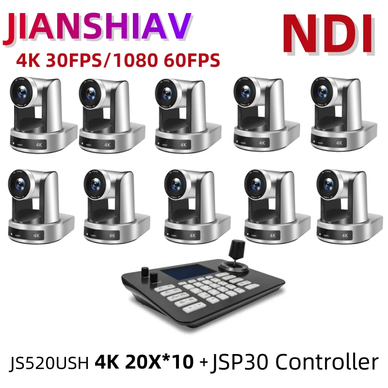 4K NDI 1pc-10pcs PTZ Camera SDI HDMI POE USB 20 Zoom Video Conference Camera for Church Business Meeting 1PC Controller Keyboard