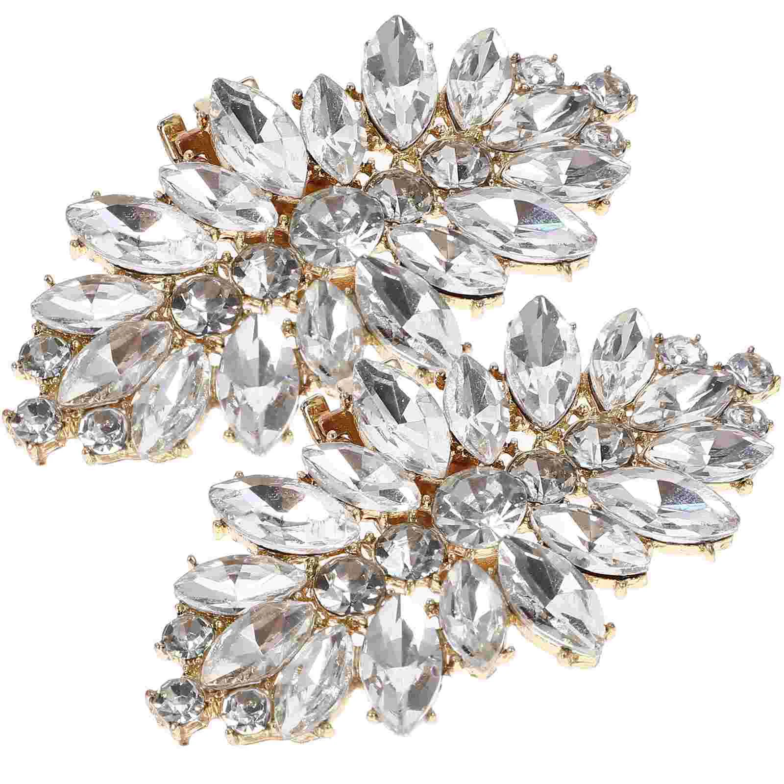 

2 Pcs Decorative Clip DIY Removable Rhinestone Shoe Buckle Upper Toe Accessories Clips Charms Crystal Bridal Bride