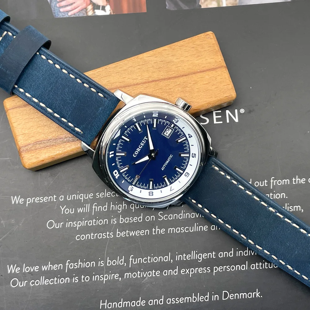 42mm CORGEUT Classic Square Blue Mechanical Watches for Men Japan NH35A Movement Sport Luxury Clock Pilot Men Wristwatch