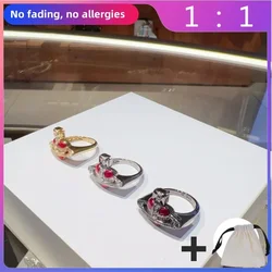 2024 New DIAMANTE Baked Paint Small Heart Ring for Women's High-end Jewelry