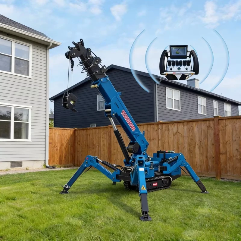 1-8Ton Compact Spider Crane with Telescopic Boom , Wireless Remote Control , Diesel Engine for Heavy Duty